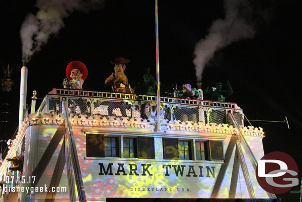 Some projections on the Mark Twain as it passes 