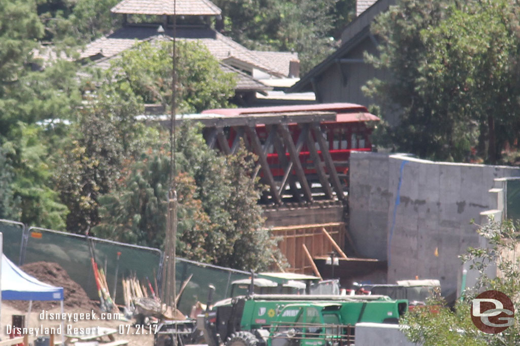A closer look. Also notice the wall up on the ground.  We should soon be able to walk up to the trestle and this wall.