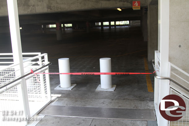 The third floor of the Mickey and Friends Parking Structure had red tape indicating it was closed as I walked by on the stairs.