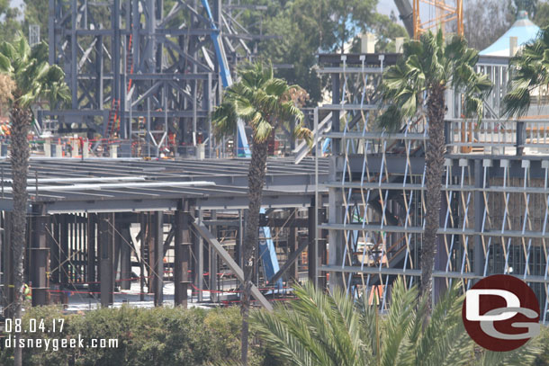 It is really hard to see the curve that is the park facing side now with the second half of Millennium Falcon building taking shape.