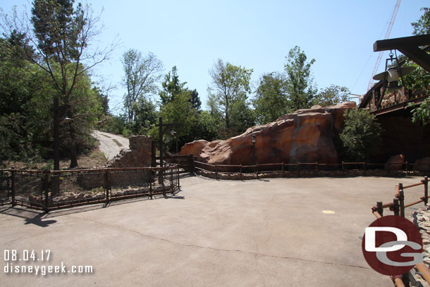 One of the new entrance walkways to Star Wars: Galaxy's Edge.  The access road on the left is for the Indian Village.