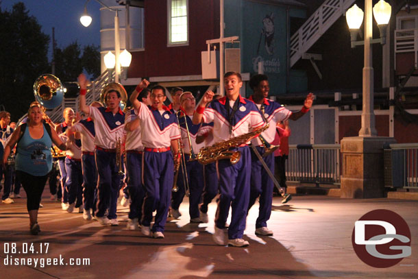 At Disney California Adventure to catch the final performance of the day of the All-American College Band.