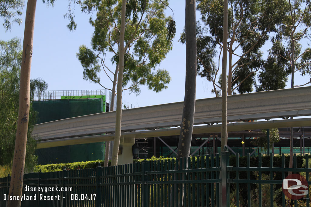 The exterior walls are being put onto the back portion of Splitsville.