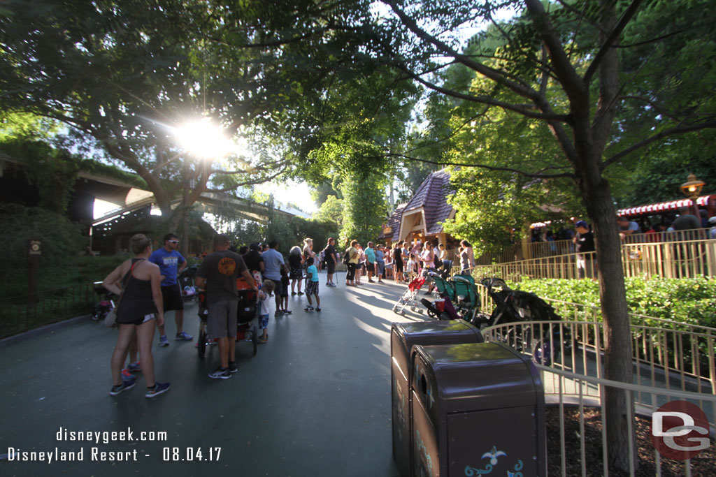 I disembarked in Toontown so I could get to Town Square faster to catch the All-American College Band.  The line here stretched well beyond the station.