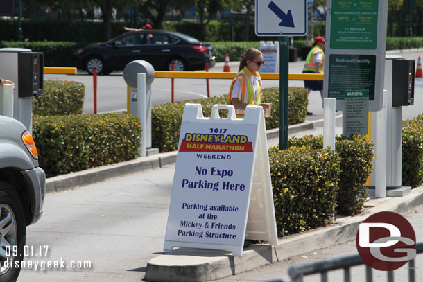 They are really trying to cut down at guests parking in the Downtown Disney lot.  Signs up directing Expo guests to the parking structure.