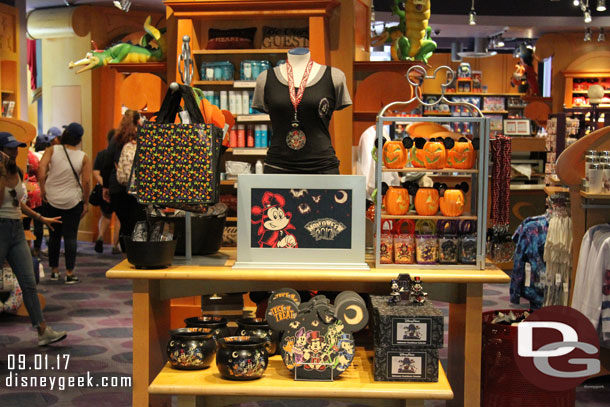 The Fantasia Shop at the Disneyland Hotel features Halloween merchandise already.