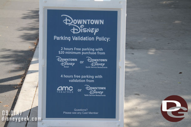 More signs with the new Downtown Disney policies, these right before the security check point.