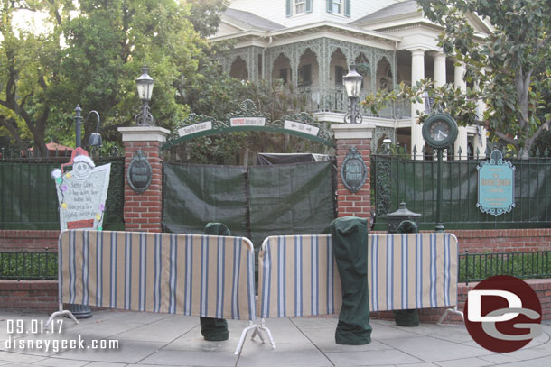 Sandy Claws is decorating the Haunted Mansion. It reopens Sept 15th.