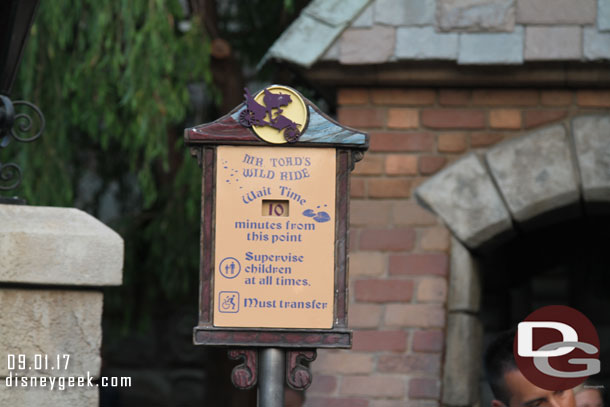 Next door Mr. Toad only had a 10 minute wait posted.