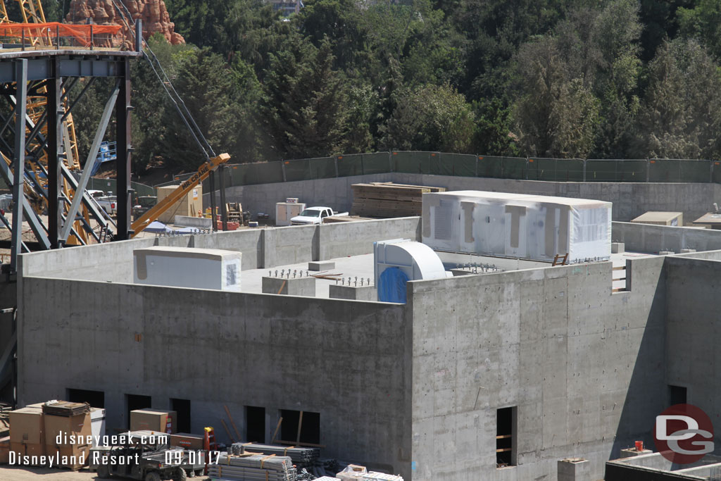 A closer look at the concrete building.