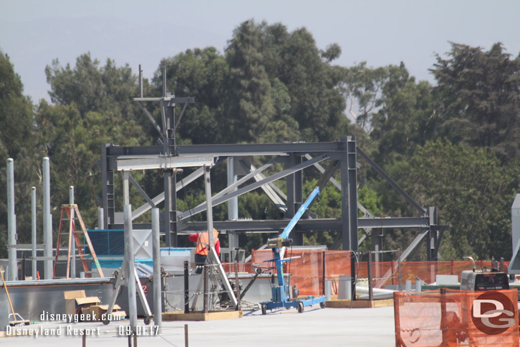 A closer look at the steel support structure for the exterior rock work that will be on the park facing side.