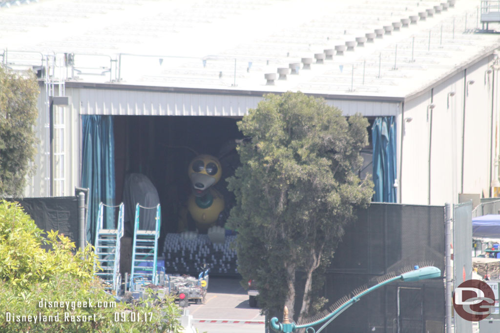 Backstage Slinky Dog from Paint the Night was visible in the parade warehouse.  