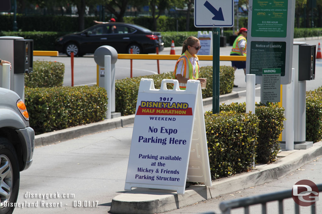 They are really trying to cut down at guests parking in the Downtown Disney lot.  Signs up directing Expo guests to the parking structure.