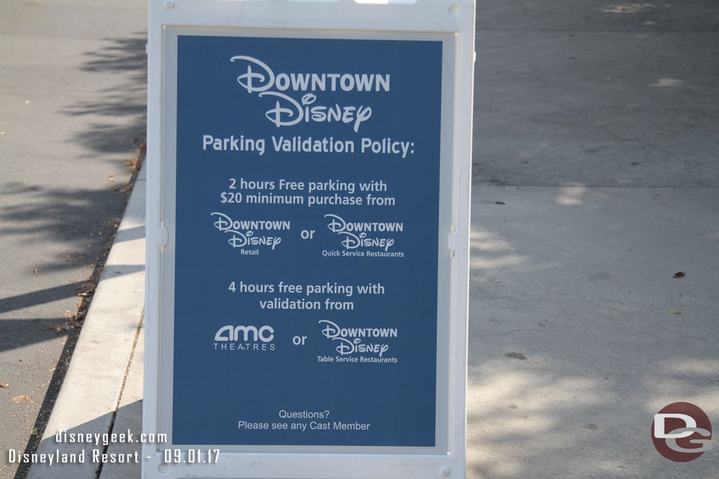 More signs with the new Downtown Disney policies, these right before the security check point.