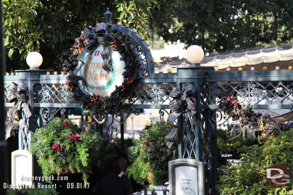 The French Market is decorated for Halloween already.