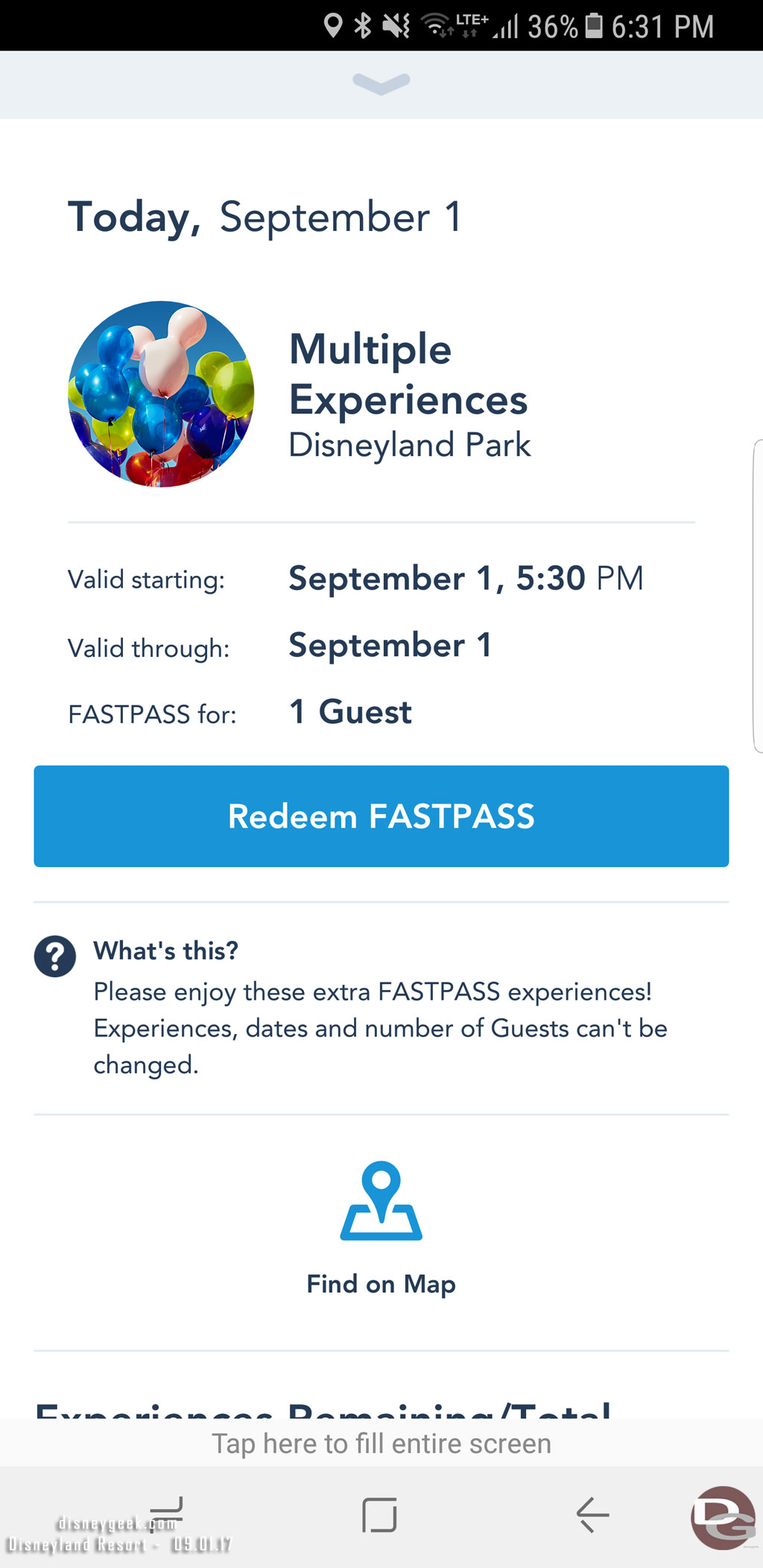 When I entered Disneyland my MaxPass started to work again.  so I booked some FastPasses.  I had a FastPass for Buzz Lightyear but it went down  during my window so it became a Multiple Experience pass for Disneyland only and restricted to FastPass attractions (unlike the other one I received).