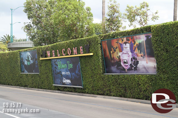 The tram stop billboards feature Halloween Time now.