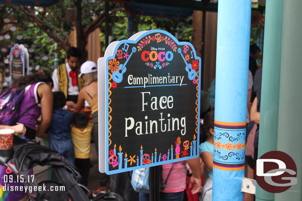 Inside there are activities including Free Face Painting.