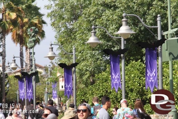 More purple banners and bats lining the parade route.