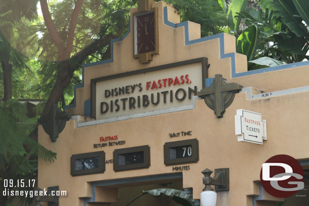 Guardians of the Galaxy: Mission Breakout had a 70 minute standby wait as I walked by.