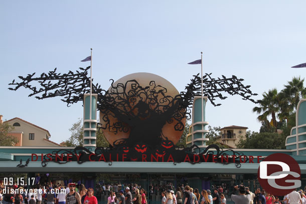 Oogie Boogie over the Disney California Adventure Entrance.