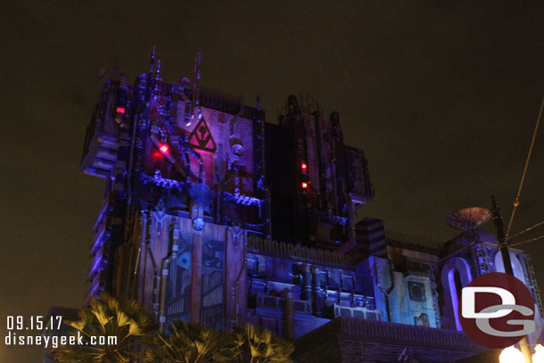 The Collector's Fortress had some lighting effects and projections this evening.