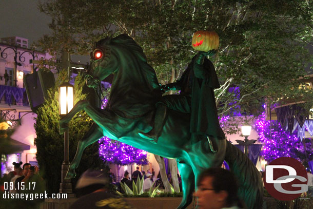 The Headless Horseman Statue on Buena Vista Street.