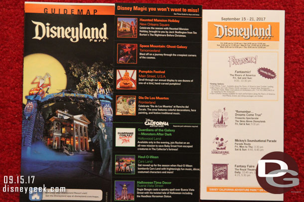 Disneyland guidemap and times guide