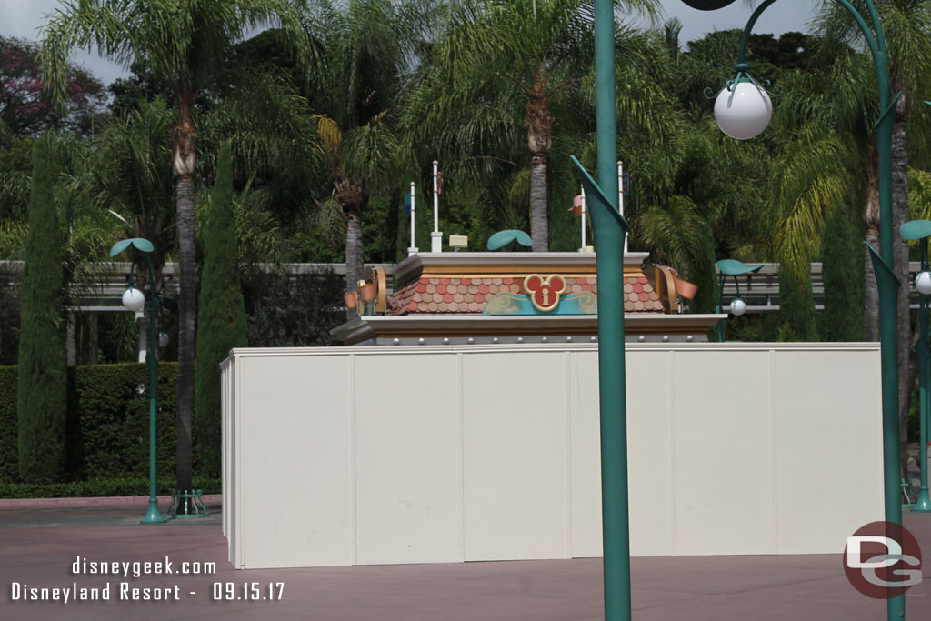 The information booth is behind walls for some renovation work.