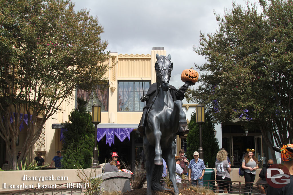 A Headless Horseman statue near Elias & Company in Carthay Circle.