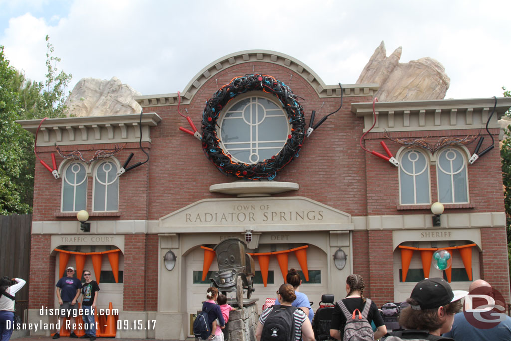 The Radiator Springs Courthouse Haul-O-Ween decorations.