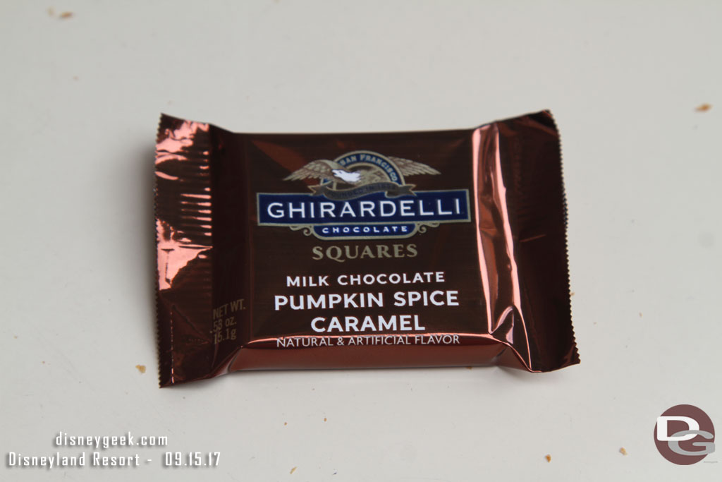 Samples are full size pumpkin spice caramels