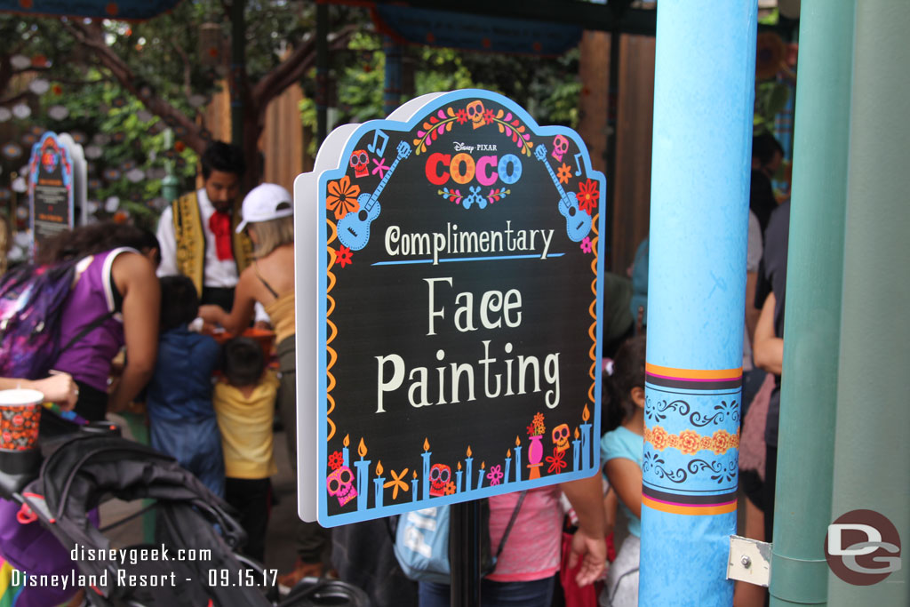 Inside there are activities including Free Face Painting.