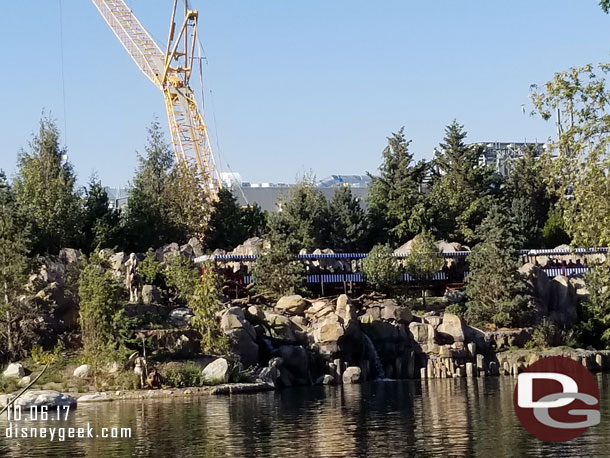 You can see the Star Wars show building just above the tree line.