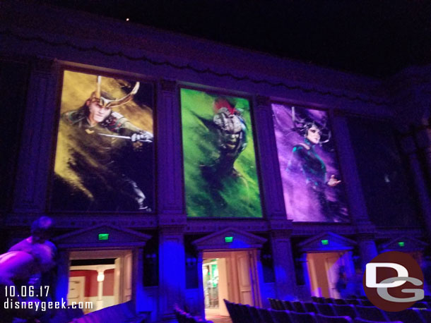 The side screens were in use with motion posters and then used during the preview too.