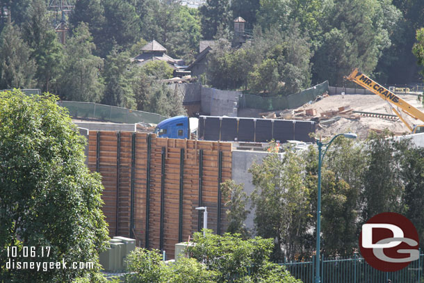 A closer view of the new wall segment.  Beyond it a truck is making a delivery.