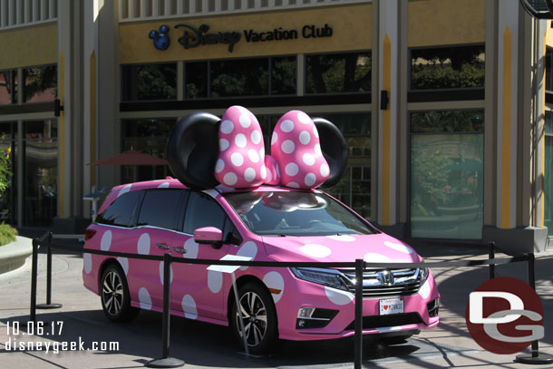 The Honda Minnie Van on display near the DVC storefront in Downtown Disney.