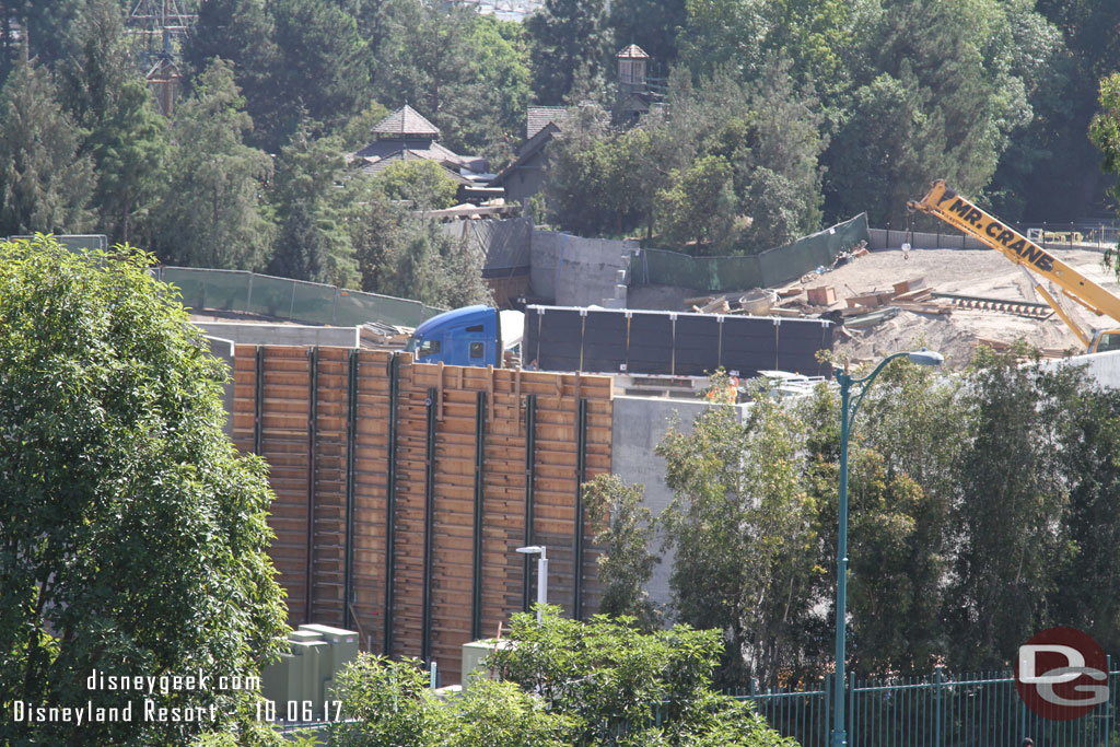 A closer view of the new wall segment.  Beyond it a truck is making a delivery.