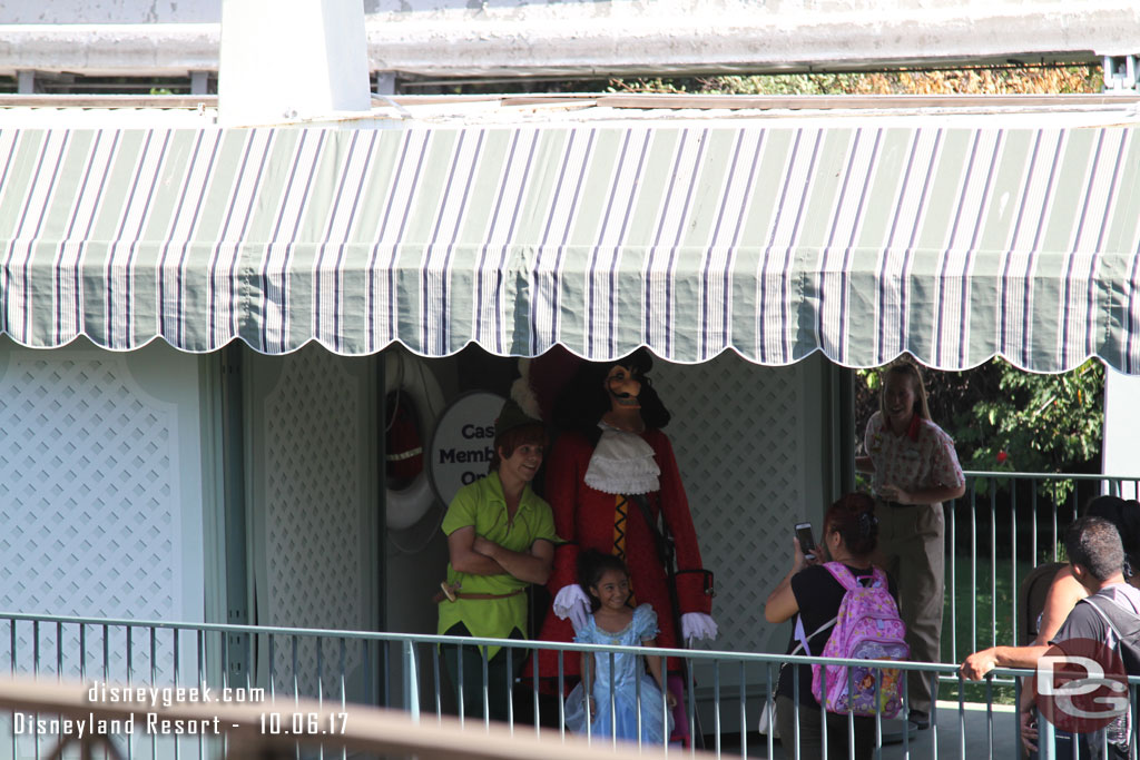 Peter Pan and Captain Hook meeting guests on the old Motor Boat dock.