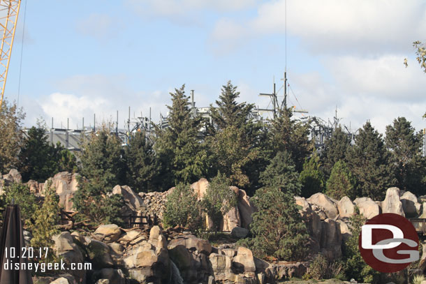 The view from Critter Country.  The top of the Star Wars Mountains rise just above the tree line.