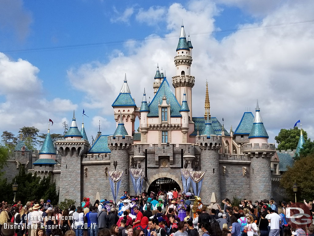 Sleeping Beauty Castle with the  Pearly Band performing.