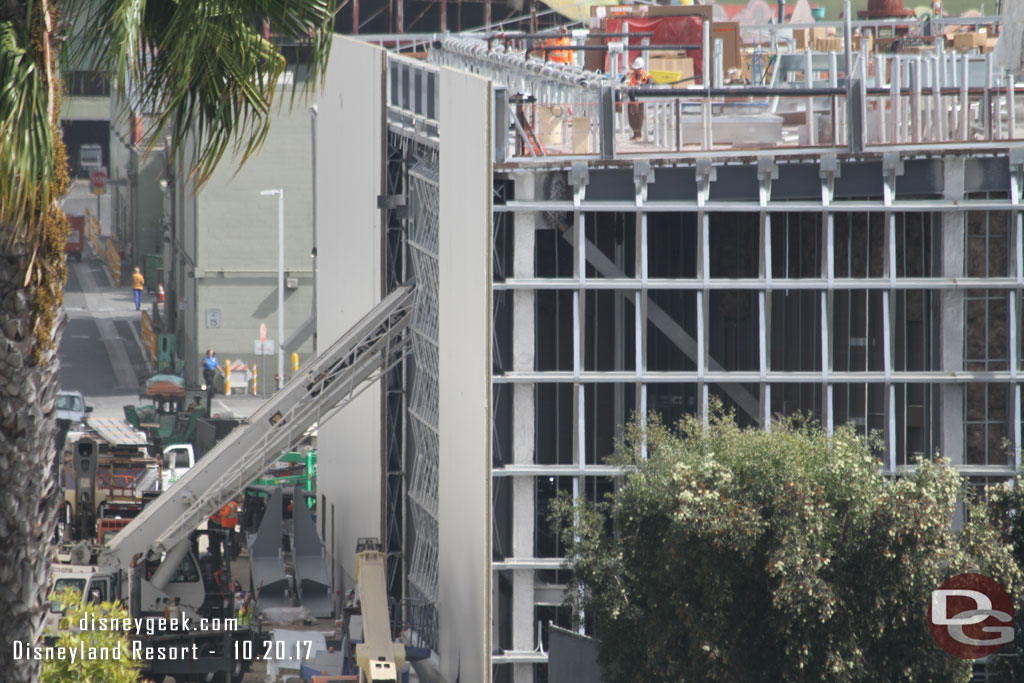 Exterior Walls are being added to this building too now.  Interesting the crane is extended into the building.  I could not see what was being lifted.