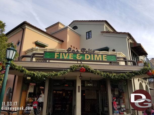 Over to Disney California Adventure.  Buena Vista Street is partially decorated too.