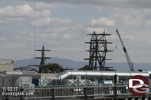 Steel rising above the building as the mountain range continues to grow.