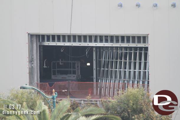 A look into what appears to be a service entrance on the upper floor.