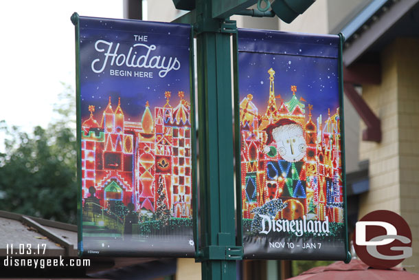 Downtown Disney has Holiday banners up.