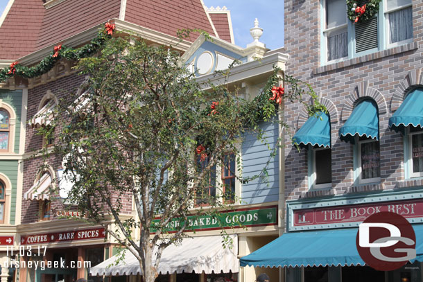 Lights are now in the trees along Main Street USA.