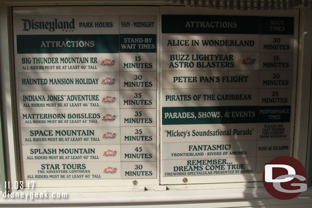 Disneyland wait times at 1:46pm