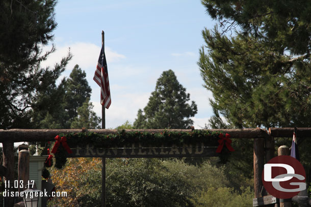 Frontierland has its decorations up.