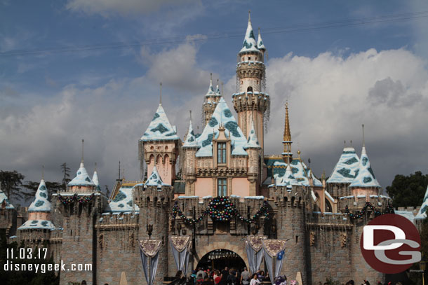 The annual snow fall has taken place on Sleeping Beauty Castle.